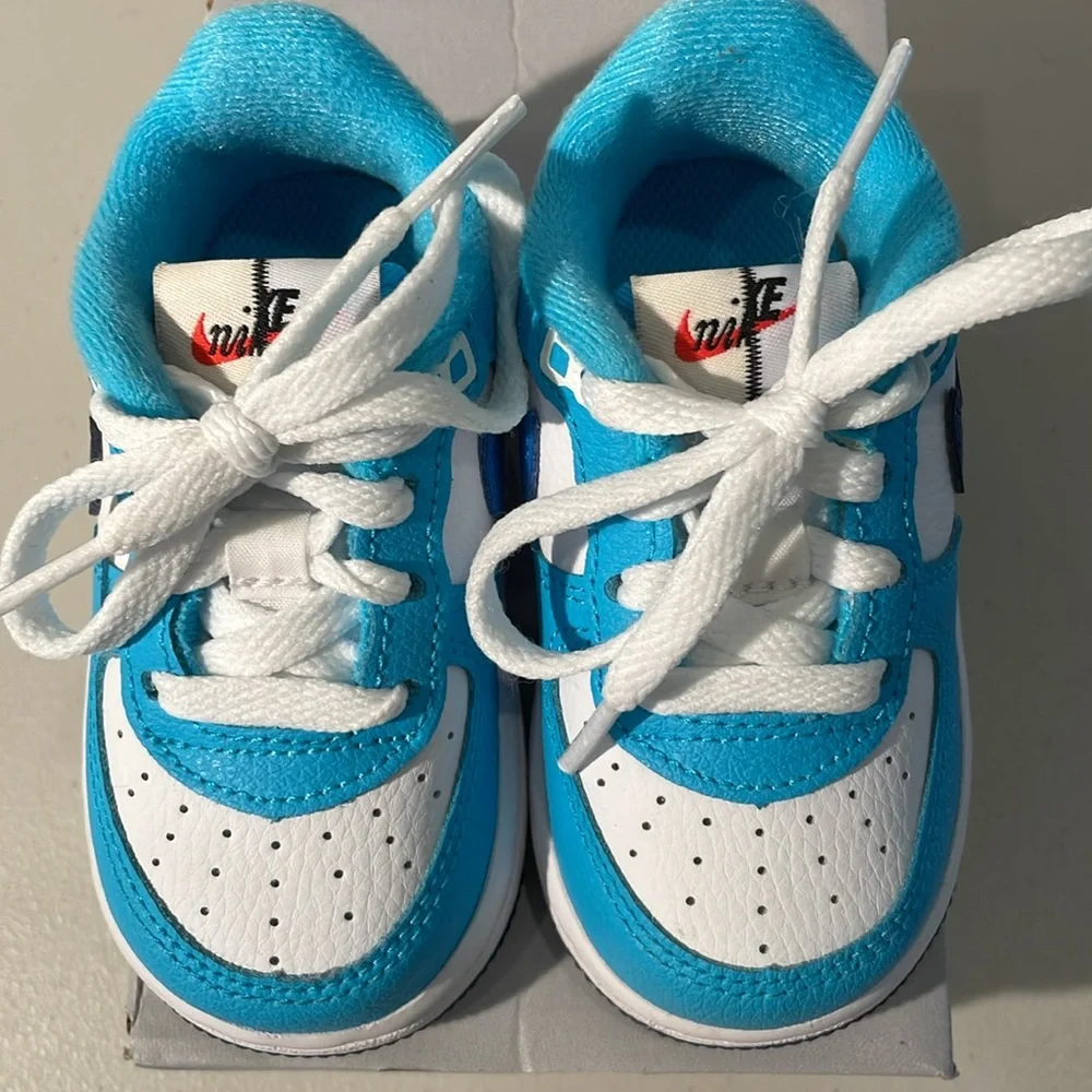 NEW Nike Force 1 LV8 2 TD Toddler Shoes Blue White 5C NIB DX2165-100